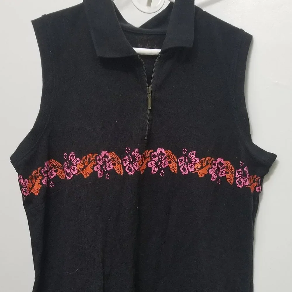 Faded Glory sleeveless black dress w flowers - Picture 1 of 5